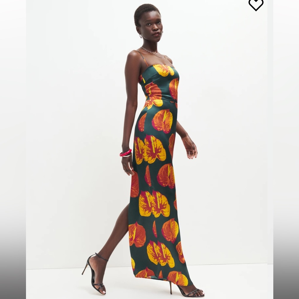 Reformation Frankie Silk Maxi Dress in Daiquiri size 6